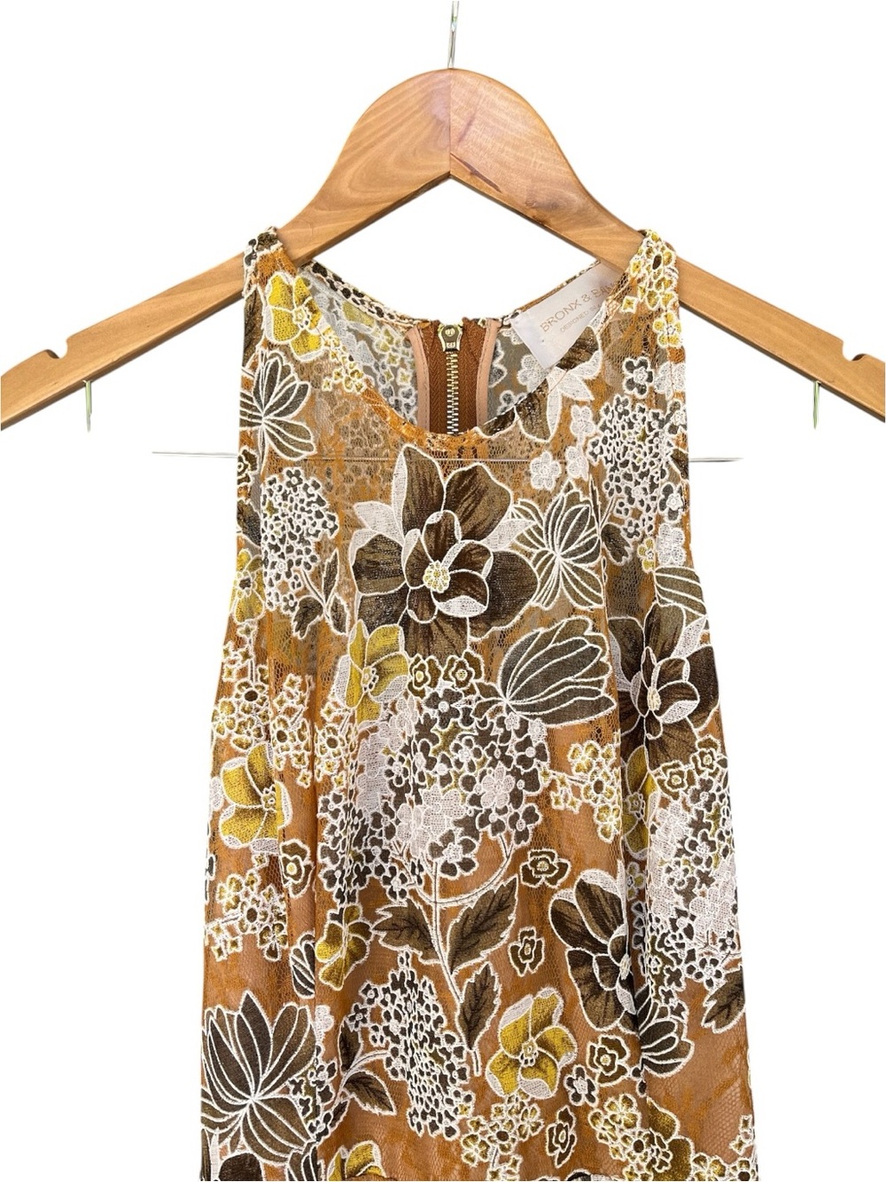 Bronx and Banco Sicilia floral Ruffle Dress in brown gold white Multi S - Picture 7 of 11